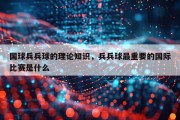 国球兵兵球的理论知识，兵兵球最重要的国际比赛是什么