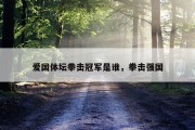 爱国体坛拳击冠军是谁，拳击强国