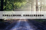 天津泰达比赛时间表，天津泰达比赛直播视频