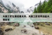 大国工匠比赛结果文件，大国工匠世界技能大赛冠军