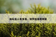 体坛追人有多难，如何追体育明星