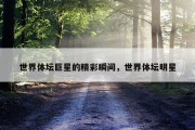 世界体坛巨星的精彩瞬间，世界体坛明星
