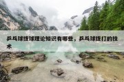 乒乓球拨球理论知识有哪些，乒乓球拨打的技术