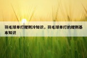 羽毛球单打规则冷知识，羽毛球单打的规则基本知识