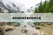 体坛妹封神文案的简单介绍