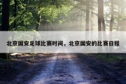 北京国安足球比赛时间，北京国安的比赛日程