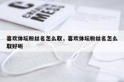 喜欢体坛粉丝名怎么取，喜欢体坛粉丝名怎么取好听