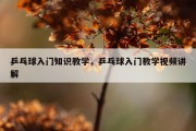 乒乓球入门知识教学，乒乓球入门教学视频讲解