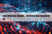 菏泽演武馆比赛结果，菏泽演武馆比赛结果如何