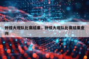 钟楼大观队比赛结果，钟楼大观队比赛结果查询