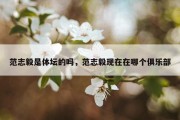 范志毅是体坛的吗，范志毅现在在哪个俱乐部