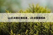 sjz总决赛比赛结果，s总决赛赛程表