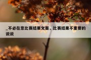 _不必在意比赛结果文案，比赛结果不重要的说说