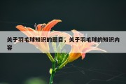 关于羽毛球知识的题目，关于羽毛球的知识内容