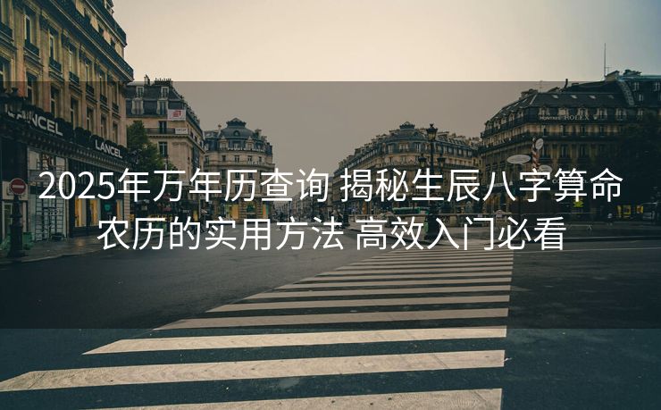 2025年万年历查询 揭秘生辰八字算命农历的实用方法 高效入门必看
