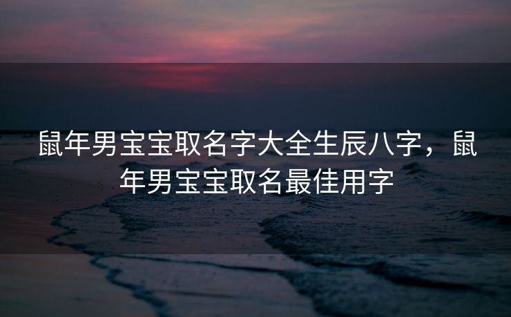 鼠年男宝宝取名字大全生辰八字，鼠年男宝宝取名最佳用字