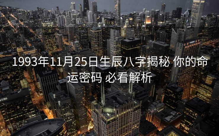 1993年11月25日生辰八字揭秘 你的命运密码 必看解析