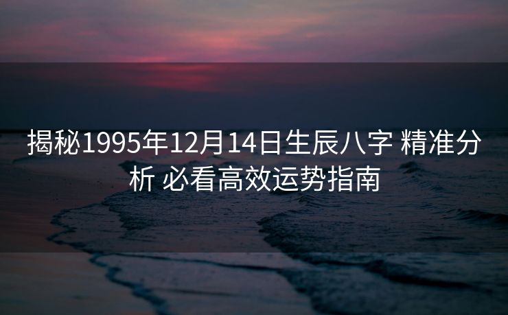 揭秘1995年12月14日生辰八字 精准分析 必看高效运势指南