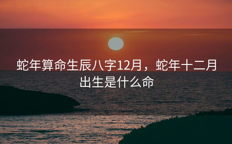 蛇年算命生辰八字12月，蛇年十二月出生是什么命