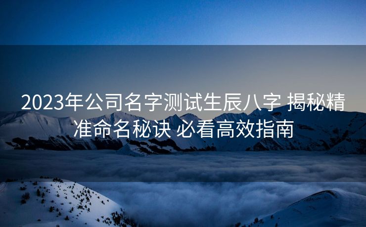 2023年公司名字测试生辰八字 揭秘精准命名秘诀 必看高效指南