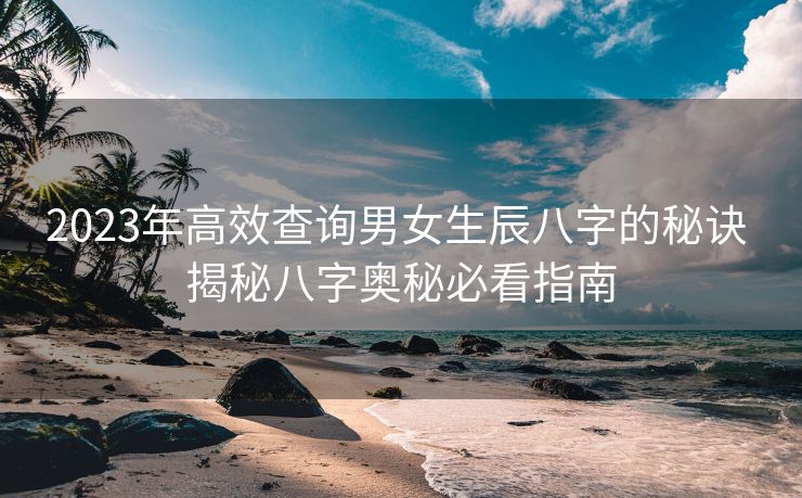 2023年高效查询男女生辰八字的秘诀 揭秘八字奥秘必看指南