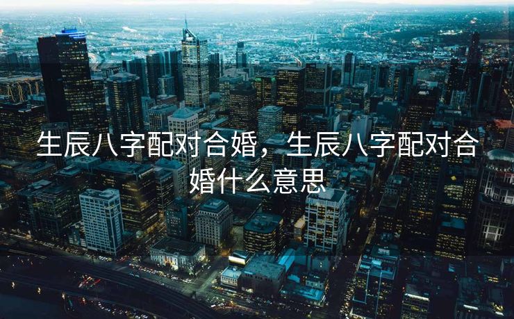 生辰八字配对合婚，生辰八字配对合婚什么意思