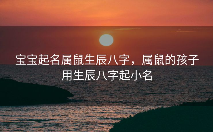 宝宝起名属鼠生辰八字，属鼠的孩子用生辰八字起小名