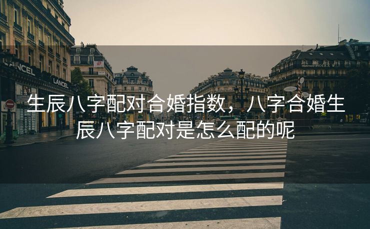 生辰八字配对合婚指数，八字合婚生辰八字配对是怎么配的呢