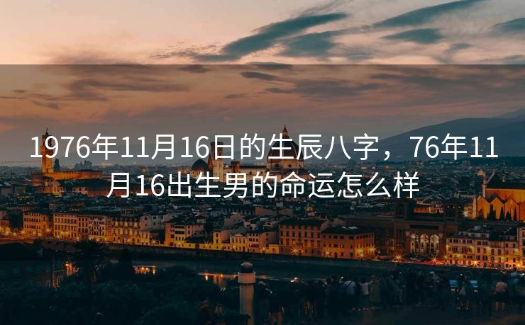 1976年11月16日的生辰八字，76年11月16出生男的命运怎么样