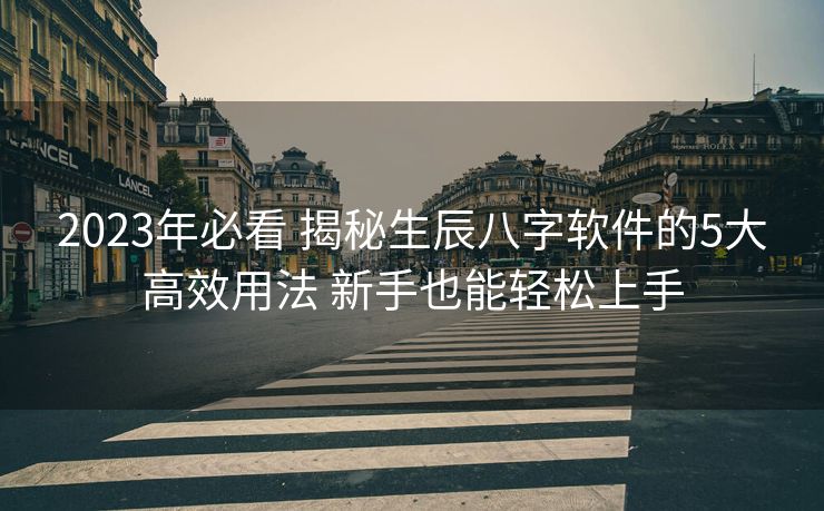 2023年必看 揭秘生辰八字软件的5大高效用法 新手也能轻松上手