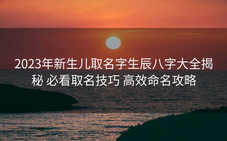 2023年新生儿取名字生辰八字大全揭秘 必看取名技巧 高效命名攻略