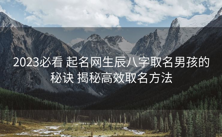 2023必看 起名网生辰八字取名男孩的秘诀 揭秘高效取名方法