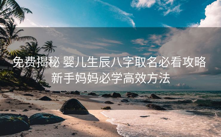 免费揭秘 婴儿生辰八字取名必看攻略 新手妈妈必学高效方法
