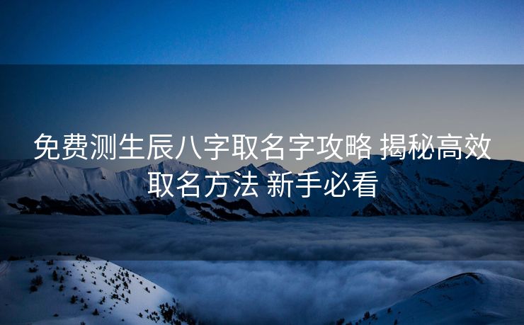 免费测生辰八字取名字攻略 揭秘高效取名方法 新手必看