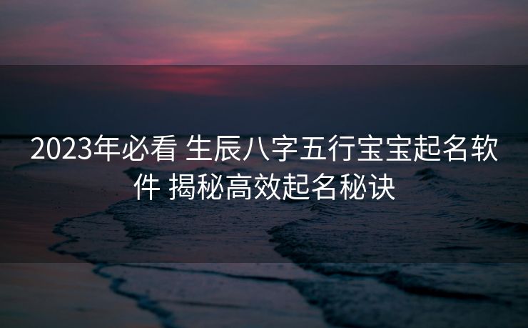 2023年必看 生辰八字五行宝宝起名软件 揭秘高效起名秘诀