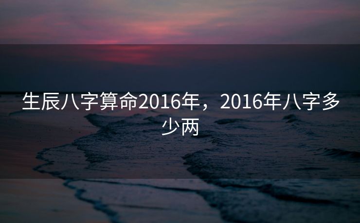 生辰八字算命2016年，2016年八字多少两