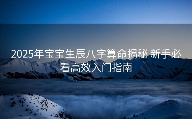 2025年宝宝生辰八字算命揭秘 新手必看高效入门指南