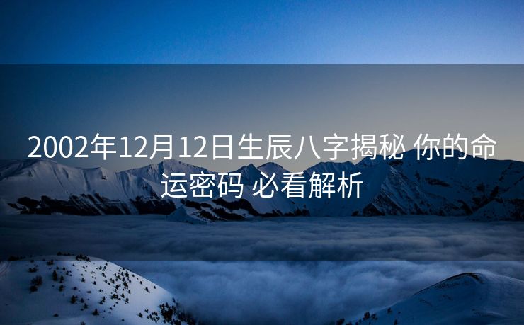 2002年12月12日生辰八字揭秘 你的命运密码 必看解析