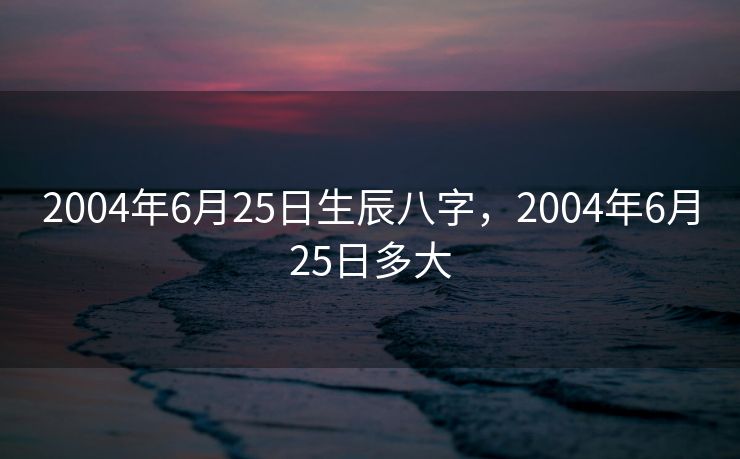 2004年6月25日生辰八字，2004年6月25日多大