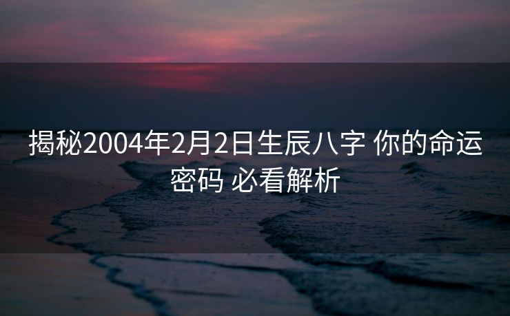 揭秘2004年2月2日生辰八字 你的命运密码 必看解析