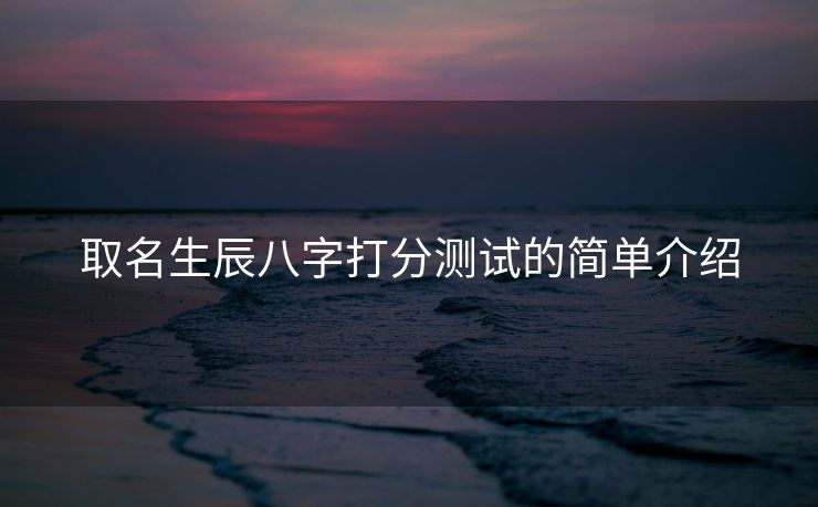 取名生辰八字打分测试的简单介绍