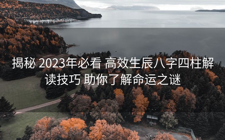 揭秘 2023年必看 高效生辰八字四柱解读技巧 助你了解命运之谜